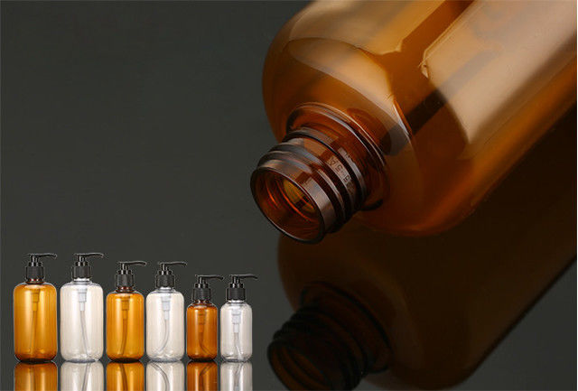 Pet Şampuan Pompası Dispenseri Şişesi, 300ml Amber Plastik Pompa Şişeleri
