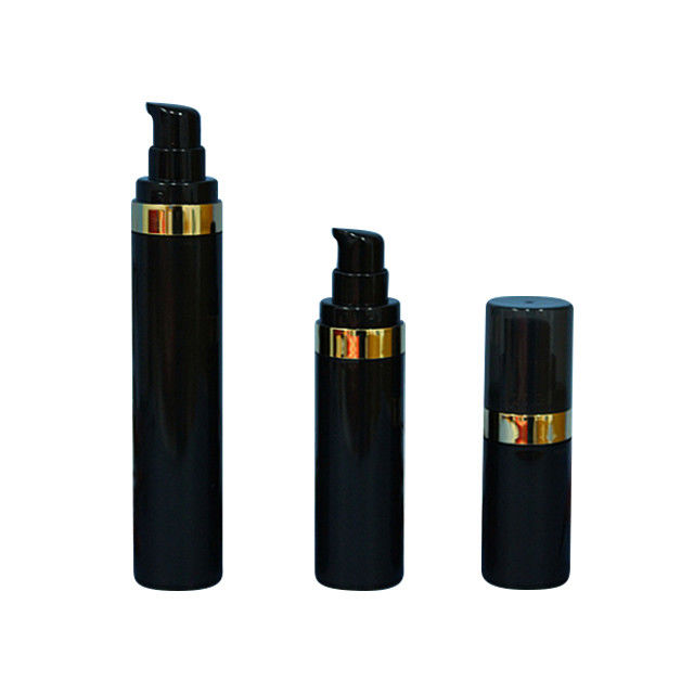 Ücretsiz örnek siyah havasız pompalı şişe 30ml 50ml 80ml 100ml 120ml 150ml plastik kozmetik havasız şişeler