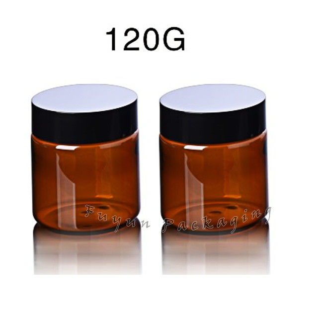 Siyah Kapaklı Kozmetik 120g Amber Plastik Ambalaj Kavanozları