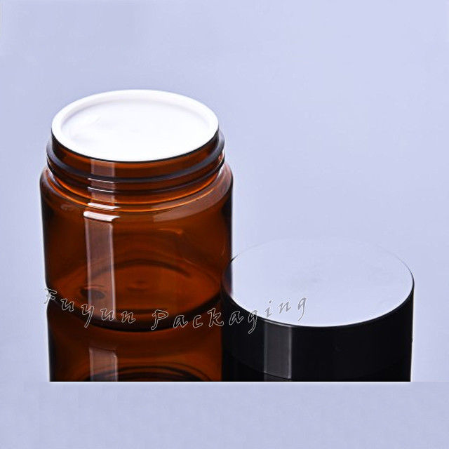 Siyah Kapaklı Kozmetik 120g Amber Plastik Ambalaj Kavanozları