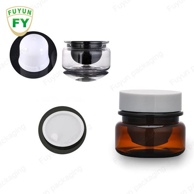 Toptan Kozmetik Gıda Ambalajı 30ml Amber Siyah Pet Plastik Kozmetik Krem Kavanoz Beyaz Siyah Kapaklı