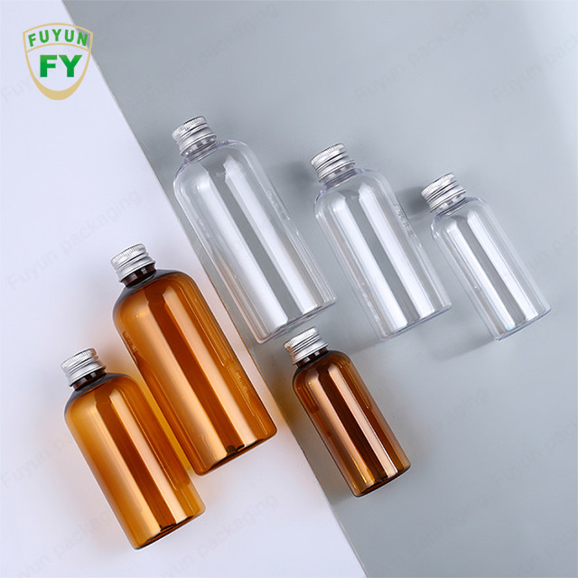 300ml Amber Şeffaf PET Plastik Şampuan Şişesi, İç Fişli