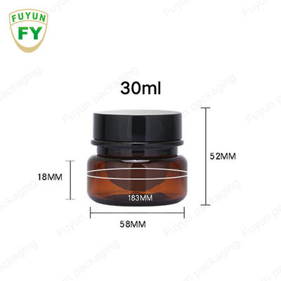 Toptan Kozmetik Gıda Ambalajı 30ml Amber Siyah Pet Plastik Kozmetik Krem Kavanoz Beyaz Siyah Kapaklı