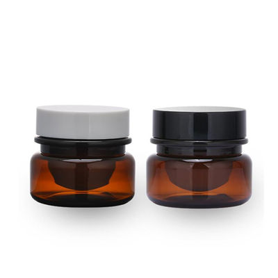 Toptan Kozmetik Gıda Ambalajı 30ml Amber Siyah Pet Plastik Kozmetik Krem Kavanoz Beyaz Siyah Kapaklı