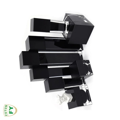 Fuyun 15ml/30ml/60ml/100ml/120ml/15g/30g/50g/100g Şeffaf siyah renk dikdörtgen şekilli akrilik plastik çift cidarlı şişe