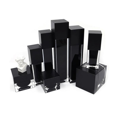 Fuyun 15ml/30ml/60ml/100ml/120ml/15g/30g/50g/100g Şeffaf siyah renk dikdörtgen şekilli akrilik plastik çift cidarlı şişe
