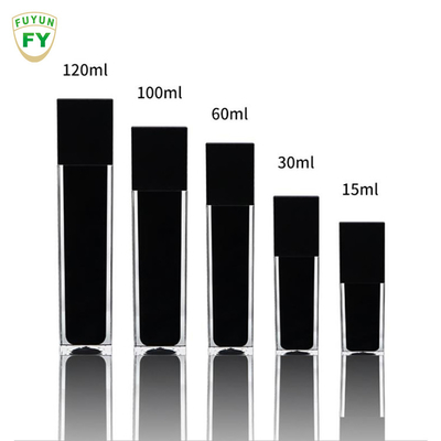 Fuyun 15ml/30ml/60ml/100ml/120ml/15g/30g/50g/100g Şeffaf siyah renk dikdörtgen şekilli akrilik plastik çift cidarlı şişe