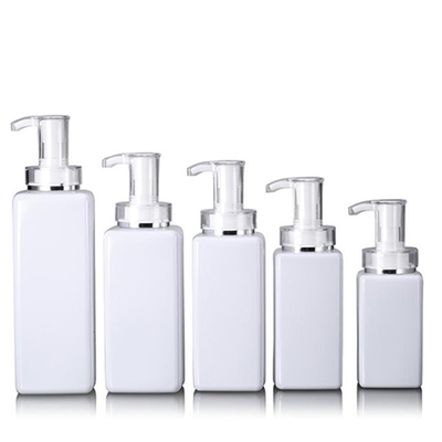 Şeffaf Beyaz Kare Şampuan Pompalı Dispenser Şişe 300ml 400ml 600ml 800ml